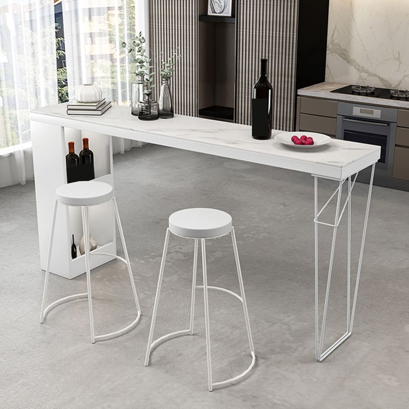 Dining Table Modern White Sintered Stone Top Bar Table with Storage Shelves Clearhalo 'Bar Furniture' 'Bar Tables' 'bar_tables' 'furn' 'furn_bar_tables' 'Furniture' 'Kitchen & Dining Furniture' 1200x1200_41574a91-07f5-4ccd-a316-37a467645cec