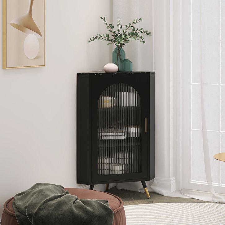 Servitore a buffet in pietra di ferro moderna 40 "H Server a buffet sala da pranzo con porta di vetro