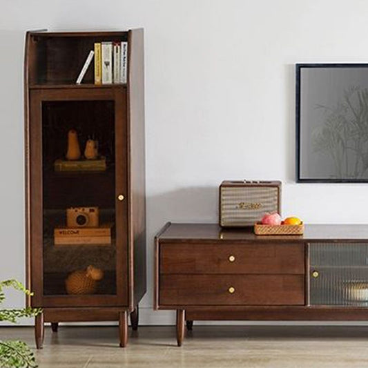 17.7 "広い固体木材アクセントキャビネット1-棚と1-ドアガラスパン胸