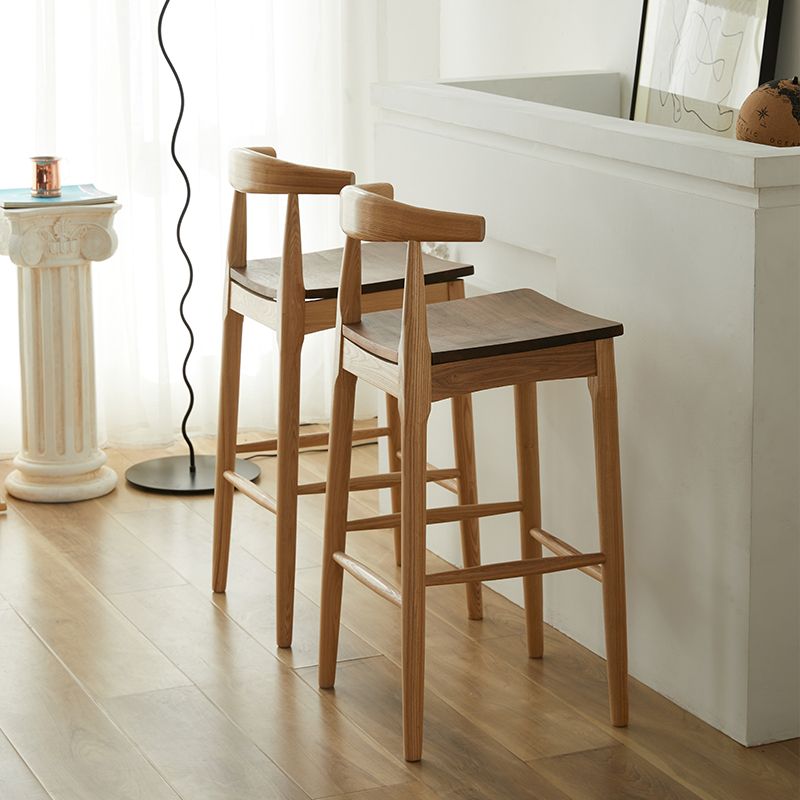 Modern Armless Backrest Counter Stool Wood Cafe Bar Stool with Wooden Seat Clearhalo 'Bar Furniture' 'Bar Stools' 'bar_stools' 'furn' 'furn_bar_stools' 'Furniture' 'Kitchen & Dining Furniture' 1200x1200_415c665d-5aed-45ee-86fc-63452a69a9bf