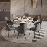 モダンな石造りの家具1/2/5/7/9 PCS布張りの椅子付きダイナーテーブル丸い形状