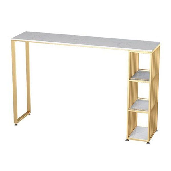 Artificial Marble Rectangle Bar Table Luxurious Bar Table with Double Pedestal in Gold Clearhalo 'Bar Furniture' 'Bar Tables' 'bar_tables' 'furn' 'furn_bar_tables' 'Furniture' 'Kitchen & Dining Furniture' 1200x1200_4160fee8-b46a-4db3-8133-473c87f54f89