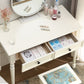 Modern Style Pine White Rectangular 4 Legs Dressing Table with 2 Drawers