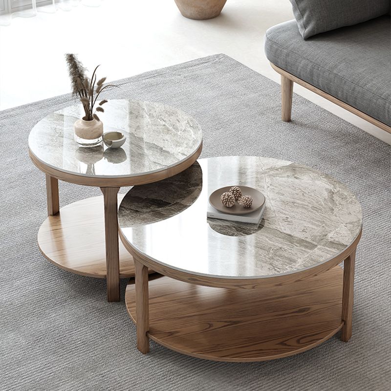 Mesa de centro moderna redonda de 3 patas, sin juego de mesa de centro angustiante con estante