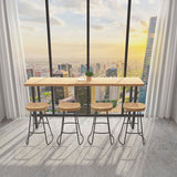 Natural Solid Wood Bar Table Industrial Specialty Bar Height Pub Table with Sled Base