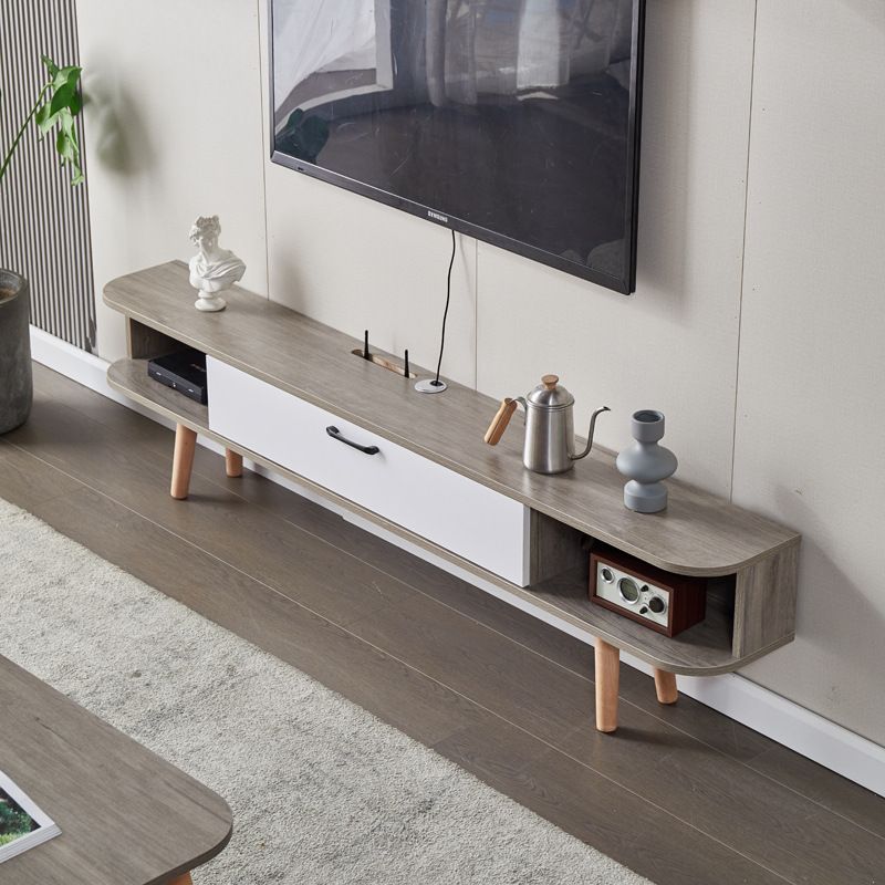 Consola de TV de 15,75 pulgadas de alto puesto de consolas de televisión de madera escandinava con estante abierto