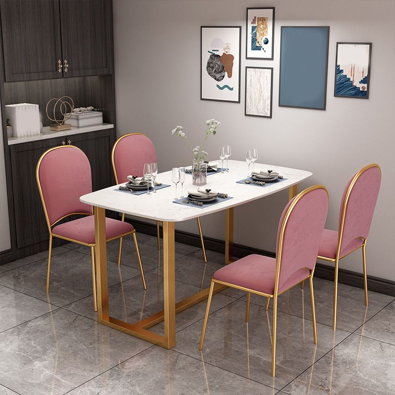 Rectangle Trestle Dining Table Glam Faux Marble Table for Dining Room Clearhalo 'Dining Tables & Seating' 'Dining Tables' 'dining_table' 'furn' 'furn_dining_table' 'Furniture' 'Kitchen & Dining Furniture' 1200x1200_41639e34-ea47-4759-83bf-7f9e5e48e03c