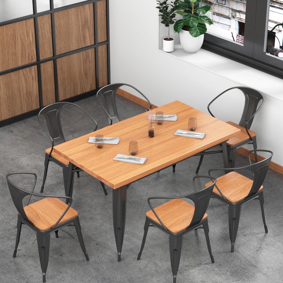Solid Wood Dining Table Industrial 4 Legs Dining Table with Metal Base Clearhalo ' dining_table' 'Dining Tables & Seating' 'Dining Tables' 'furn' 'furn_dining_table' 'Furniture' 'furniture_dining_table' 'Kitchen & Dining Furniture' 'kitchen&dining_furn' 'kitchen' 'kitchen_dining_table' 1200x1200_41644f18-8ed6-43df-b3ff-d6b62319e117