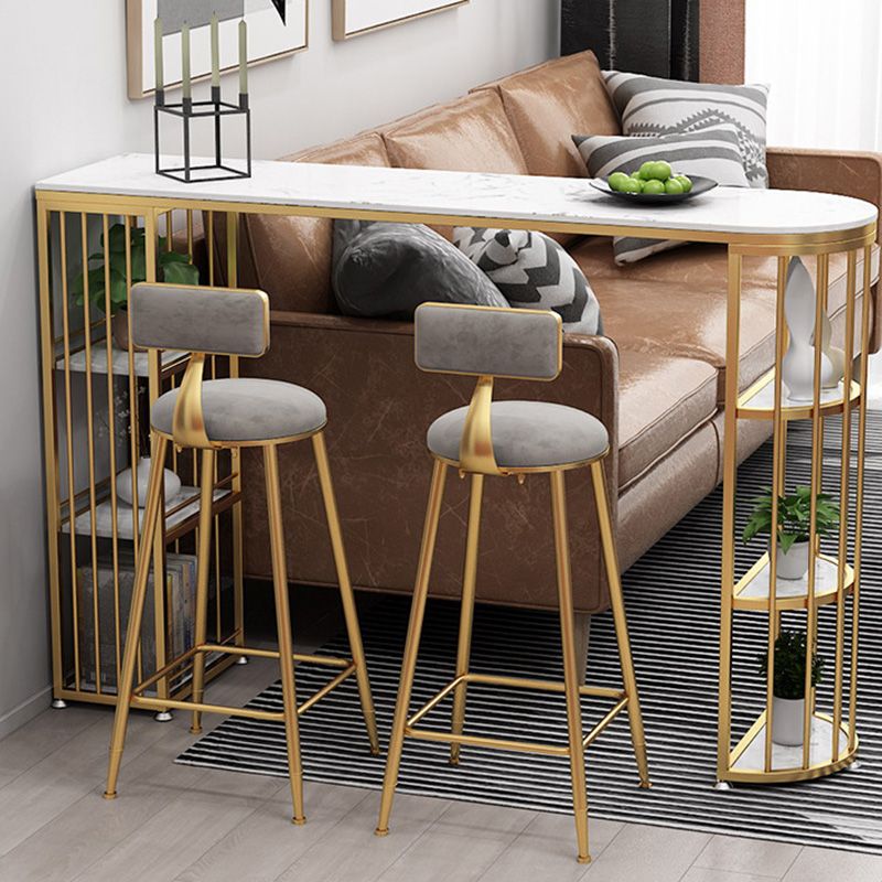 Glam Style Upholstered Barstool Round Bar Height Stool with Gold Frame Clearhalo 'Bar Furniture' 'Bar Stools' 'bar_stools' 'furn' 'furn_bar_stools' 'Furniture' 'Kitchen & Dining Furniture' 1200x1200_4164e479-0529-4a99-bc23-d4744b9927d2
