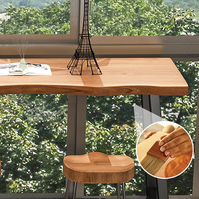 Tavolo da bistrot in legno di pino rettangolare tavolo da pub industriale con base di cavalletto in nero