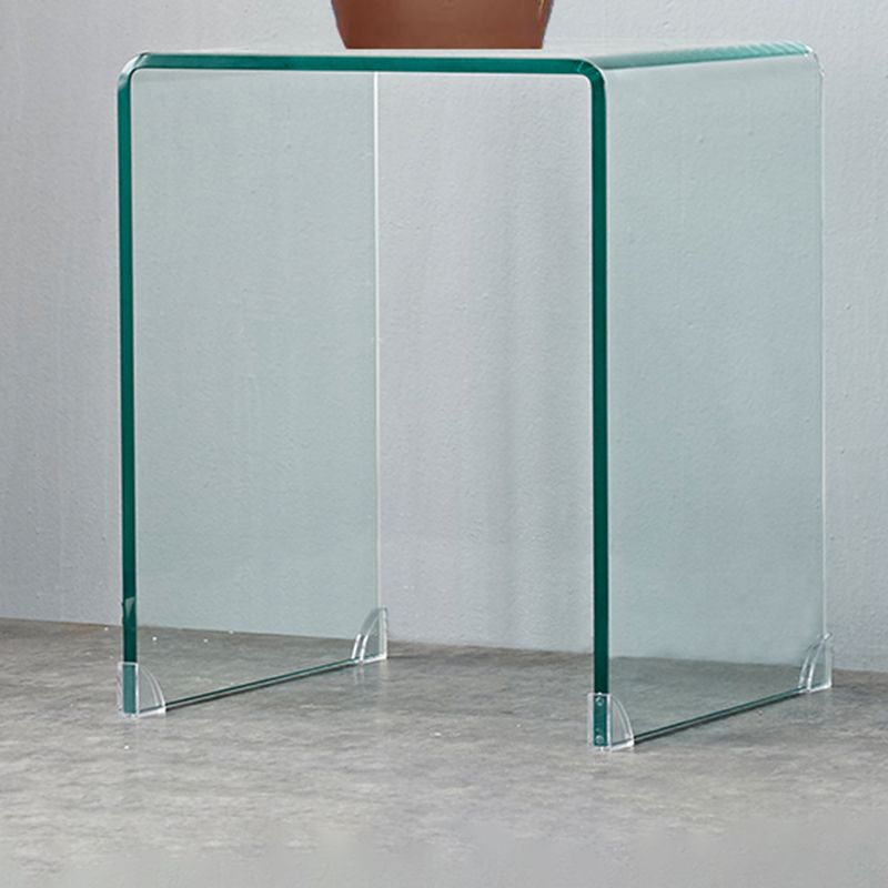 Mesa de trineo de vidrio moderno mesa de esquina cuadrada minimalista de esquina cuadrada