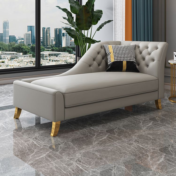 Glam Style Solid Color Genuine Leather Rolled Arms Chaise Chair with Tufted Clearhalo 'Chairs & Seating' 'Chaise Lounge' 'chaise_lounge' 'furn' 'furn_chaise_lounge' 'Furniture' 'Living Room Furniture' 1200x1200_41666cc2-0ab6-4a46-aa31-dbde5c1963c2