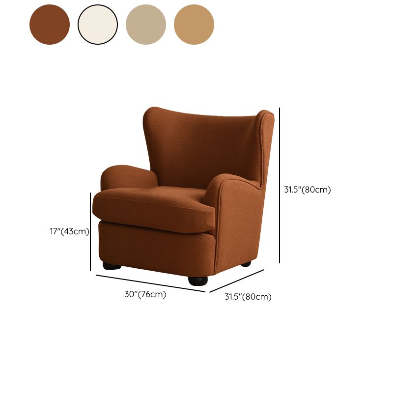 Mid-Century Modern Wingback Chair in Faux Leather/Wool with Tight Back