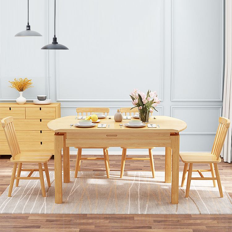 Modern Style Solid Wood Dining Table Brown Round Drop-Leaf Table with 4 Legs Clearhalo ' dining_table' 'Dining Tables & Seating' 'Dining Tables' 'furn' 'furn_dining_table' 'Furniture' 'furniture_dining_table' 'Kitchen & Dining Furniture' 'kitchen&dining_furn' 'kitchen' 'kitchen_dining_table' 1200x1200_416746ea-5de1-45c7-83b9-ce8f4aa58334