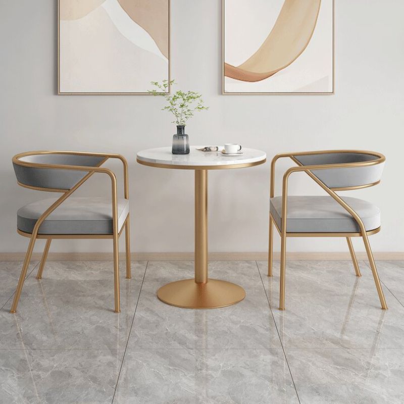 Glam Style Arm Dining Chairs Gold Iron Frame Open Back Dining Side Chair