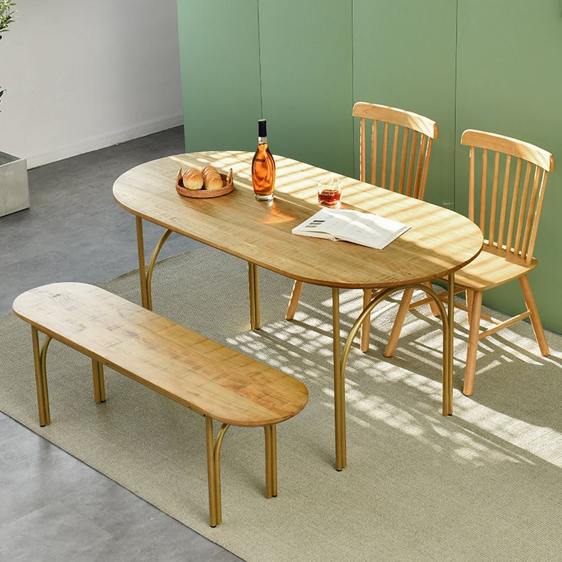 Contemporary Dining Table Oval Solid Wood Table with Metallic Four-leg Clearhalo ' dining_table' 'Dining Tables & Seating' 'Dining Tables' 'furn' 'furn_dining_table' 'Furniture' 'furniture_dining_table' 'Kitchen & Dining Furniture' 'kitchen&dining_furn' 'kitchen' 'kitchen_dining_table' 1200x1200_416a7f4d-9d73-497f-9c76-347495208892