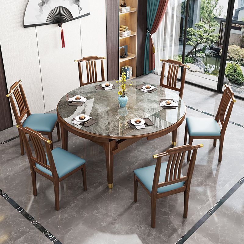 Modern Simple Dining Table Sintered Stone Dinner Table with Wood Legs Clearhalo 'Dining Tables & Seating' 'Dining Tables' 'dining_table' 'furn' 'furn_dining_table' 'Furniture' 'Kitchen & Dining Furniture' 1200x1200_416b58e6-eebe-4fd4-a777-a1599ea31084