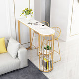 Rounded Corners Top Cocktail Bar Table Industrial Style 42-inch Height Gold Base Bar Table Clearhalo 'Bar Furniture' 'Bar Tables' 'bar_tables' 'furn' 'furn_bar_tables' 'Furniture' 'furniture_bar_tables' 'Kitchen & Dining Furniture' 'kitchen&dining_furn' 'kitchen' 1200x1200_416b8cc9-671d-4425-9c85-da5239e95ed1