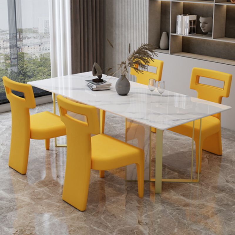 Glam Style Dinette Set 1/5 Pcs Rectangle Stone Dinette Table with Dining Chair Clearhalo 'Dining Room Sets' 'Dining Tables & Seating' 'dining_room_set' 'furn' 'furn_dining_room_set' 'Furniture' 'Kitchen & Dining Furniture' 1200x1200_416ca3bb-33e1-49cb-8eea-2d82f8d9d139