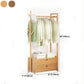 Contemporary Style Wardrobe Armoire Bamboo Armoire with Clothes Rail for Home