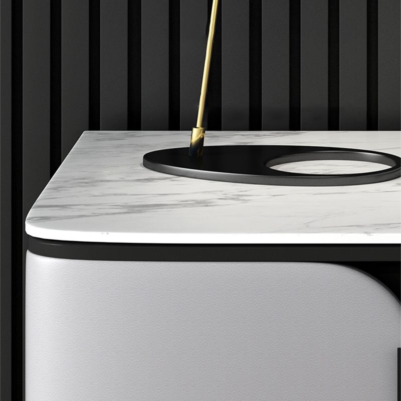 Modern Stone Top Top a 2-Drawer Storage da 18 pollici H Tavolo da notte con gambe