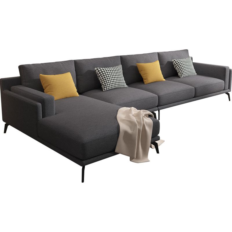 Moderne kussenrugstof sectionele L-vorm vierkante arm sectioneel