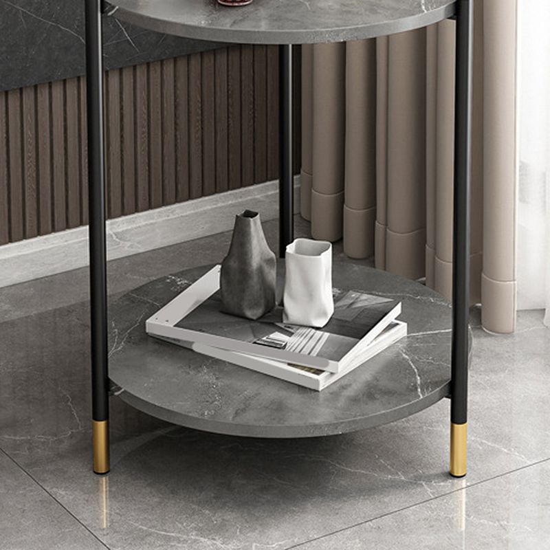 Contemporary Stone Top Side End Table Round Metal Frame Sofa Side Table Clearhalo 'Coffee & Accent Tables' 'End & Side Tables' 'end_side_tables' 'furn' 'furn_end_side_tables' 'Furniture' 'Living Room Furniture' 1200x1200_41702e2f-9f1d-4d23-a221-fe5eefac2f64