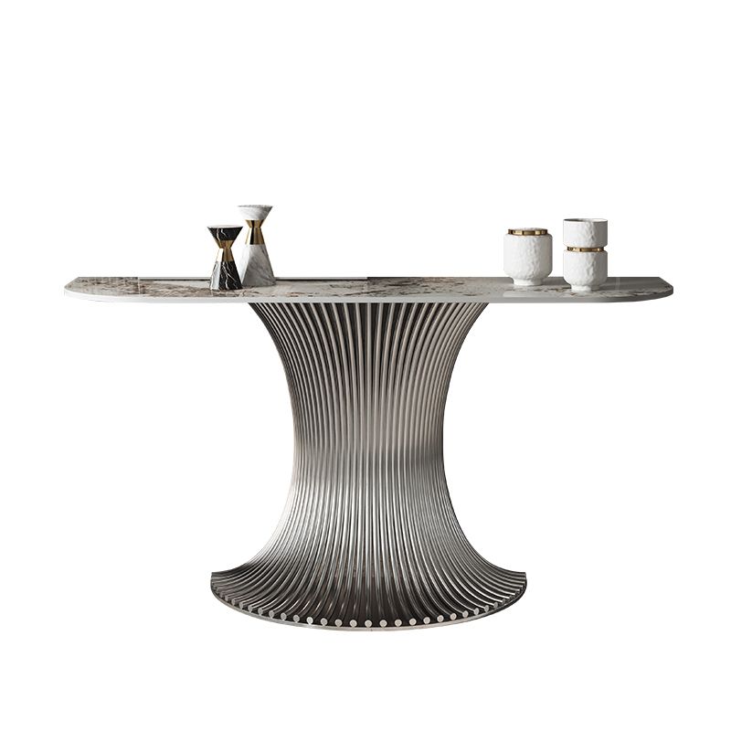 Half Moon Shape Contemporary Console Table in Gold/Silver Stone Console Sofa Table