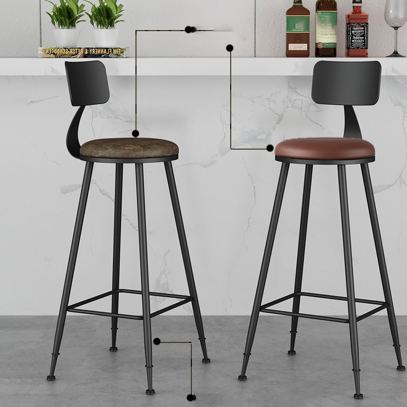 Modern Backrest Counter Stool Iron Cafe Bar Stool with Leather Cushion and Pedal Clearhalo 'Bar Furniture' 'Bar Stools' 'bar_stools' 'furn' 'furn_bar_stools' 'Furniture' 'furniture_bar_stools' 'Kitchen & Dining Furniture' 1200x1200_41731dca-5a37-45a7-a3f9-df1074de7313