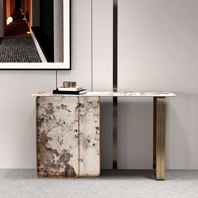 16 inch Wide Glam Console Table Rectangle Stone Sofa Console Table