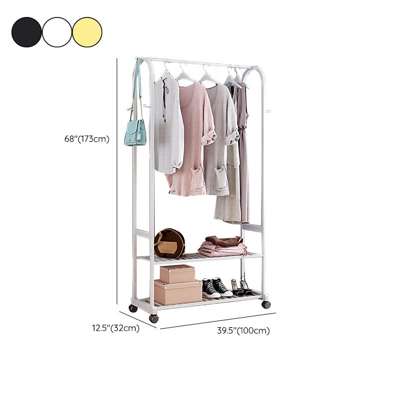 Contemporary Free Standing Coat Rack Storage Shelves Metal Coat Rack with Castors Clearhalo 'Entry & Mudroom Furniture' 'furn' 'furn_hall_tree_coat_racks' 'Furniture' 'Hall Trees & Coat Racks' 'hall_tree_coat_racks' 1200x1200_4176b991-ac22-4024-8713-ed4aad787ba0