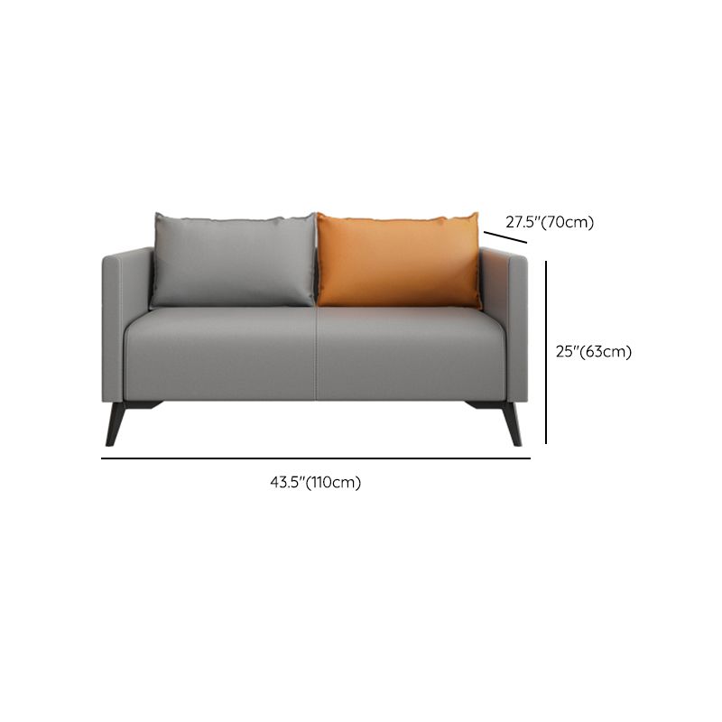 Leather Grey Sofa Stationary Square Arm Seating for Living Room Clearhalo 'furn' 'furn_sofas' 'Furniture' 'Living Room Furniture' 'Sofa' 'sofas' 1200x1200_41778286-44e0-4850-b1e1-c3b245bde0d9