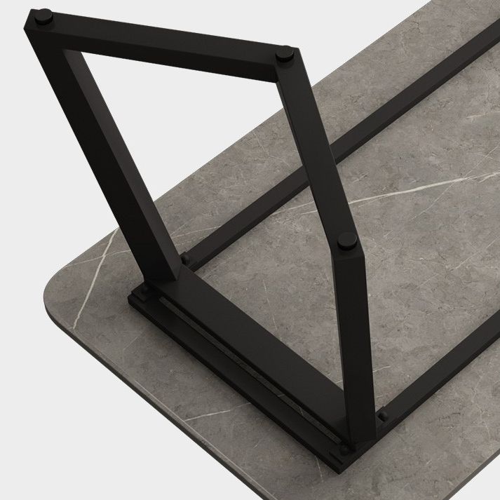 Rectangle Sintered Stone Table for Restaurant Industrial Dining Table with Double Pedestal Clearhalo 'Dining Tables & Seating' 'Dining Tables' 'dining_table' 'furn' 'furn_dining_table' 'Furniture' 'furniture_dining_table' 'Kitchen & Dining Furniture' 'kitchen' 'kitchen_dining_table' 1200x1200_4177cff7-b20d-447c-94d4-05e406e7e9a1