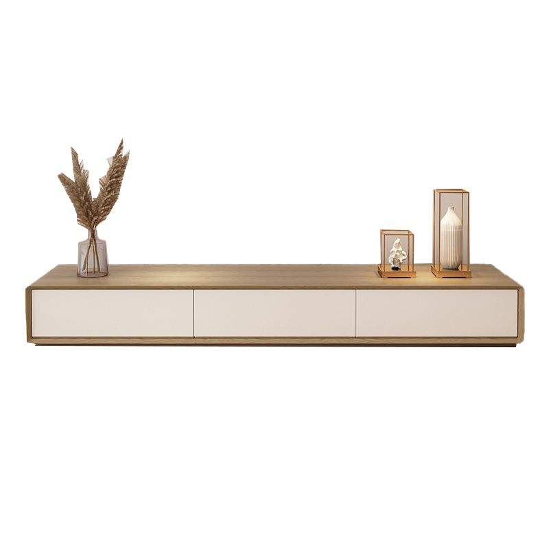 Natural and White Wood Media Console with Drawers Contemporary Faux Wood TV Media Stand