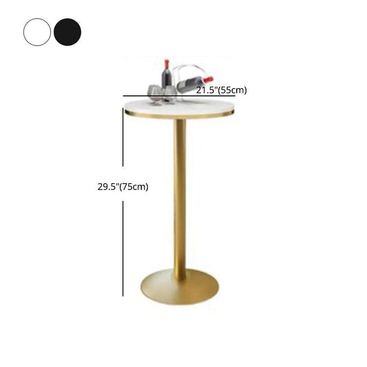 Glam Iron Bar Dining Table Faux Marble Gold Indoor Bistro Table with Single Pedestal Clearhalo 'Bar Furniture' 'Bar Tables' 'bar_tables' 'furn' 'furn_bar_tables' 'Furniture' 'furniture_bar_tables' 'Kitchen & Dining Furniture' 1200x1200_417b3414-8cf7-4fba-99fe-50aed9977457