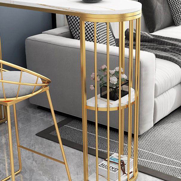 Contemporary Bar Table 42-inch Height Stone Top and Iron Base Bistro Table Clearhalo 'Bar Furniture' 'Bar Tables' 'bar_tables' 'furn' 'furn_bar_tables' 'Furniture' 'furniture_bar_tables' 'Kitchen & Dining Furniture' 1200x1200_417d7b03-8787-4201-aee0-989622e6568a