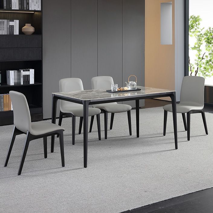 Rectangle 4 Legs Industrial Table Grey Tone Fixed Table of Sintered Stone Clearhalo ' dining_table' 'Dining Tables & Seating' 'Dining Tables' 'furn' 'furn_dining_table' 'Furniture' 'furniture_dining_table' 'Kitchen & Dining Furniture' 'kitchen&dining_furn' 'kitchen' 'kitchen_dining_table' 1200x1200_417dabb8-5562-48f0-ae26-aaa9101043be