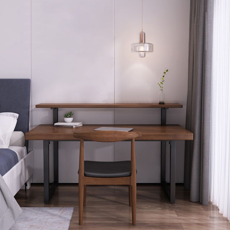 Modern Solid Wood Office Desk Rectangular Shape Computer Desk with 2-Legs for Home