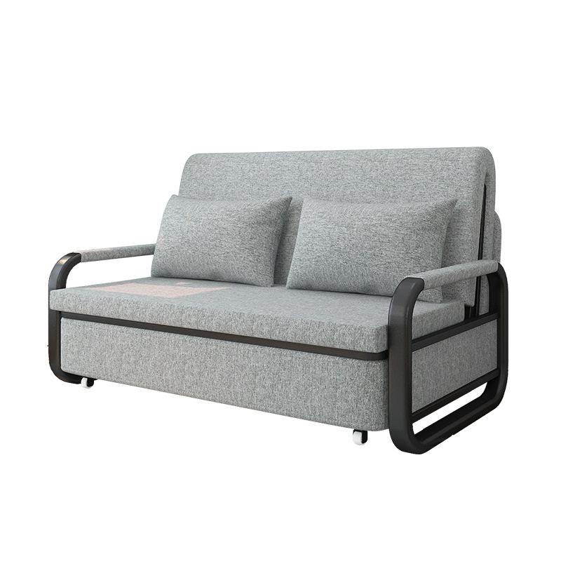 Contemporary Tight Back Sofa Bed Square Arm Fabric Sofa with Storage