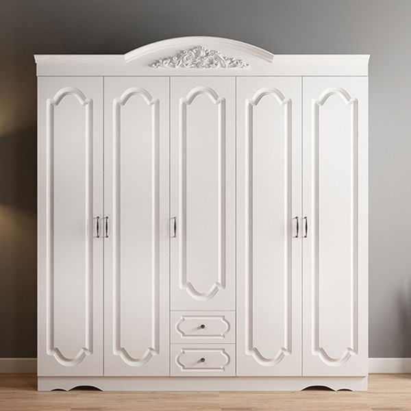 Engineered Wood Cabinet with 2 Drawers French Country White Wardrobe for Home Clearhalo 'Armoires & Wardrobes' 'armoires_wardrobes' 'Bedroom Furniture' 'furn' 'furn_armoires_wardrobes' 'Furniture' 1200x1200_418128d1-a43d-4328-b62a-2b713272ad3e