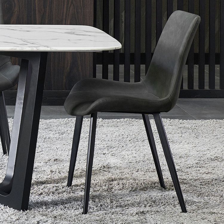 Modern Leather Restaurant Side Chair Solid Back Dining Chair (Set of 2) Clearhalo ' kitchen&dining_furn' 'Dining Chairs' 'Dining Tables & Seating' 'dining_chair' 'furn' 'furn_dining_chair' 'Furniture' 'furniture_dining_chair' 'Kitchen & Dining Furniture' 'kitchen' 1200x1200_41819397-1885-463d-b66d-6be5067d52fe