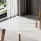 Modern Dining Sintered Stone Table Dining Rectangle Table with Wood Legs for Home