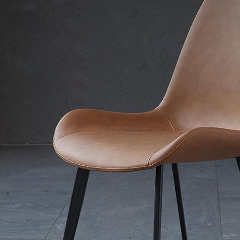 Upholstered Leather Armless Dining Chairs Solid Back Side Chairs with Metal Legs Clearhalo ' kitchen&dining_furn' 'Dining Chairs' 'Dining Tables & Seating' 'dining_chair' 'furn' 'furn_dining_chair' 'Furniture' 'furniture_dining_chair' 'Kitchen & Dining Furniture' 'kitchen' 1200x1200_4182fd43-742c-4938-9bf0-c03d88ac2de8