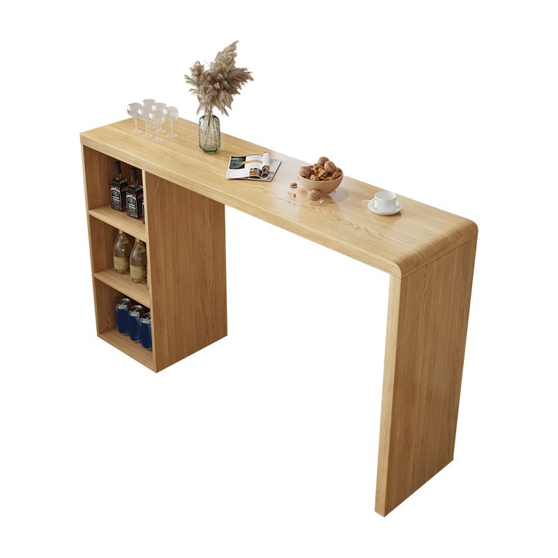 Solid Wood Bar Dining Table Pedestal Rectangle Bistro Bar Table in Natural with Shelves Clearhalo 'Bar Furniture' 'Bar Tables' 'bar_tables' 'furn' 'furn_bar_tables' 'Furniture' 'Kitchen & Dining Furniture' 1200x1200_4185f46e-7c87-403c-97eb-f45571ad53a8