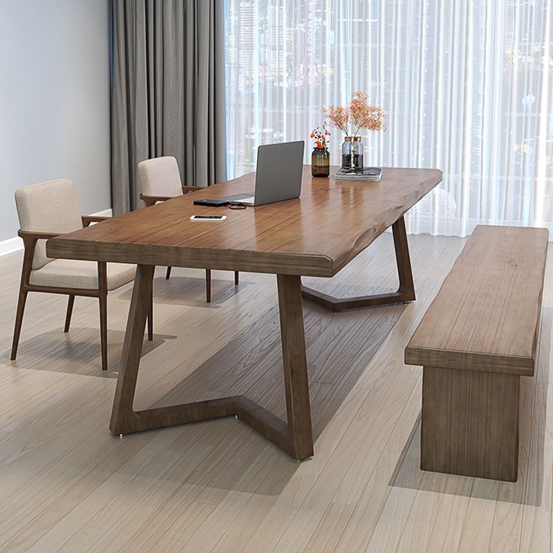 Industrial Solid Wood Writing Desk 29.53" Tall Rectangular Writing Desk Clearhalo 'furn' 'furn_office_desk' 'Furniture' 'Office Desks' 'Office Furniture' 'office_desk' 1200x1200_4187b4a8-cbfc-452b-b6a4-71c3b49761ea