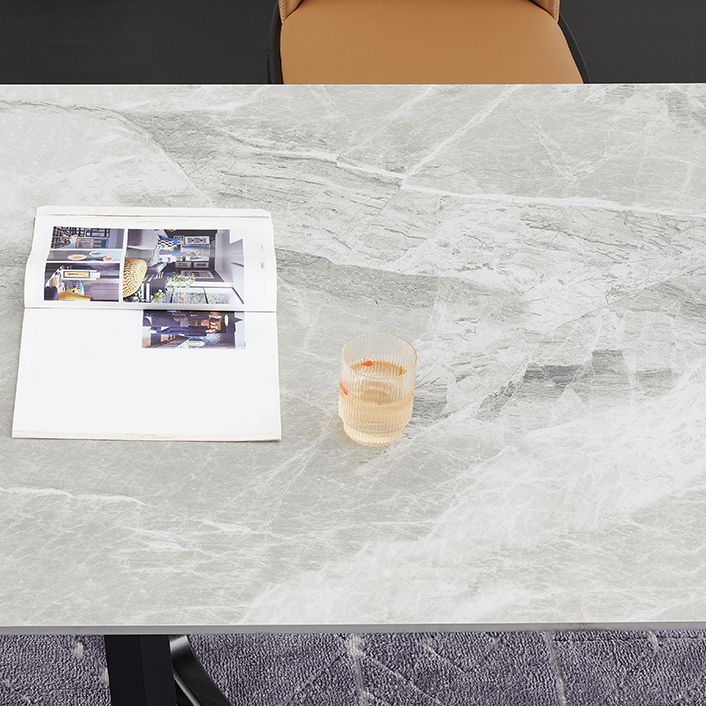 Ensemble de table rectangulaire en pierre agglomérée de style moderne, ensemble de salle à manger 1/4/5 pièces