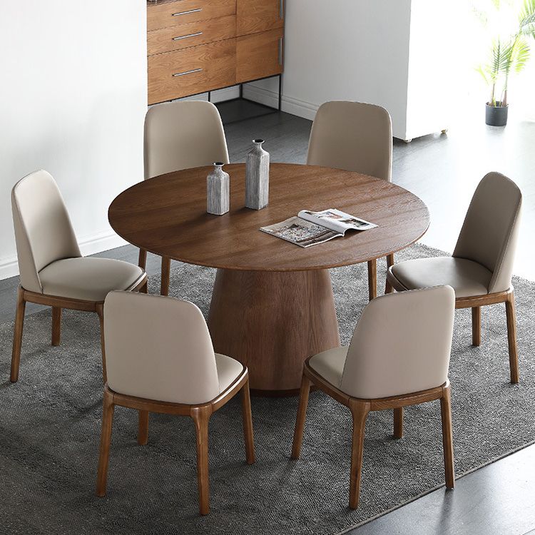 Solid Wood Dining Table Modern Round Dining Table with Pedestal Base Clearhalo 'Dining Tables & Seating' 'Dining Tables' 'dining_table' 'furn' 'furn_dining_table' 'Furniture' 'Kitchen & Dining Furniture' 1200x1200_4188020a-860f-48e8-b6b4-2019bc7d1cf0