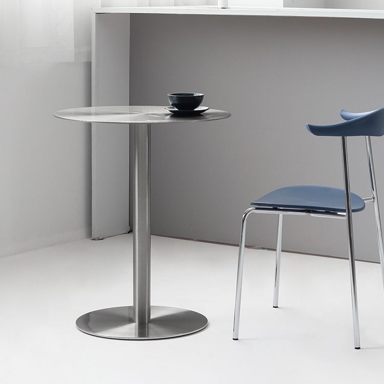 Industrial Dining Table Stainless Steel Table with Pedestal Base for Dining Room Clearhalo ' dining_table' 'Dining Tables & Seating' 'Dining Tables' 'furn' 'furn_dining_table' 'Furniture' 'furniture_dining_table' 'Kitchen & Dining Furniture' 'kitchen&dining_furn' 'kitchen' 'kitchen_dining_table' 1200x1200_41886eaf-6342-4f0f-b667-f117d8305995