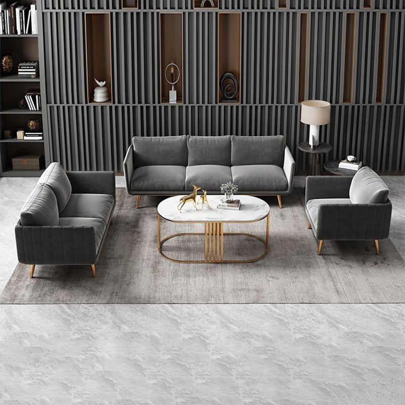 Velvet Nordic Standard Sofa Standard Back Back Square Bras Sapa avec des jambes en laiton