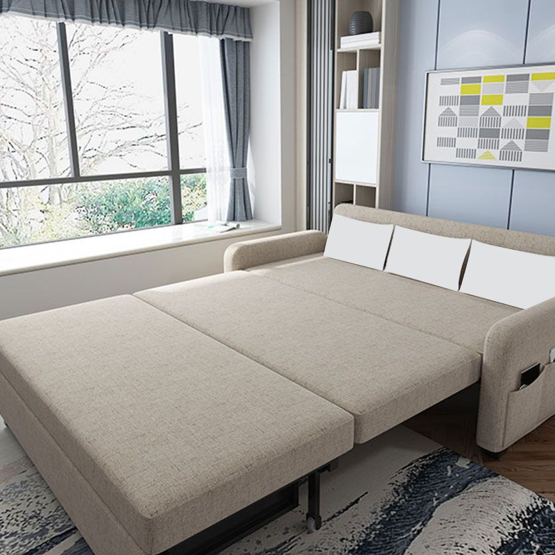Square Arm Modern Sofa with Pillows Convertible Sofa Bed with Storage